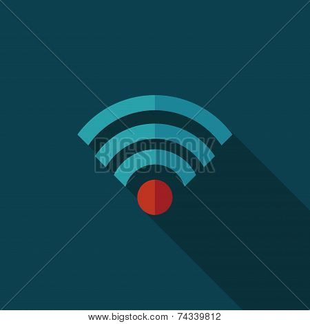 Wireless Wifi Flat Icon With Long Shadow