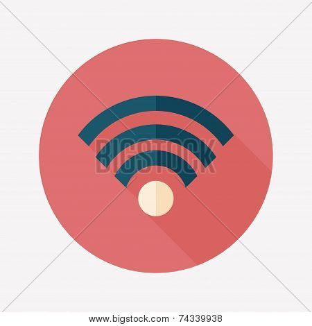 Wireless Wifi Flat Icon With Long Shadow