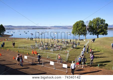 Many Spectators And Participants Gather For Triathlon