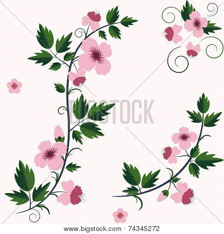 Vector retro floral background with flowers