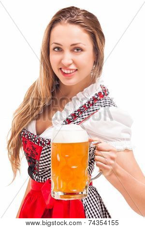 Bavarian girl isolated over white background
