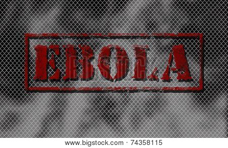 Red Word Ebola On Black And White Background.