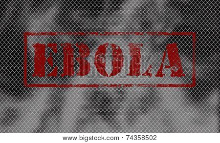 Red Word Ebola On Black And White Background.