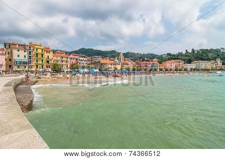 San Terenzo Beach And Town In Lerici, Italy