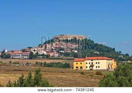 Panoramic view of Lagopesole. Basilicata. Southern Italy.