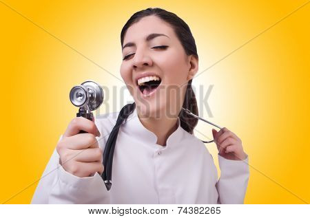 Woman doctor isolated on white