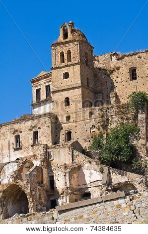 Panoramic view of Craco. Basilicata. Southern Italy.
