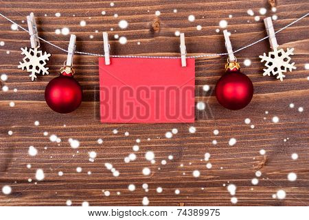 Christmas Decoration With Label With Copy Space On Wood