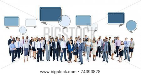 Multiethnic Group of Business People with Speech Bubbles
