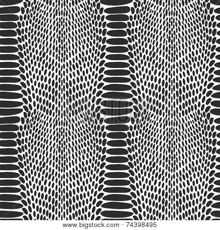 Snake Skin Texture. Seamless Pattern Black On White Background. Vector