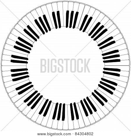 Round Black And White Piano Keyboard Frame