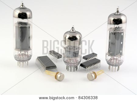 Vacuum Radio Tubes And Semiconductor Chips