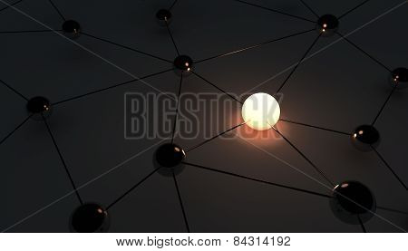 3d render of abstract network on dark background