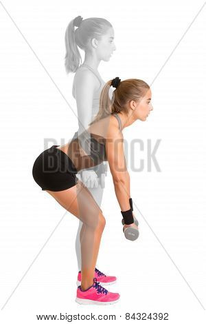 Woman Doing Dumbbell Deadlift