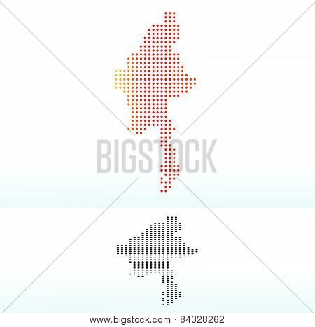 Map Of Republic The Union  Myanmar With Dot Pattern