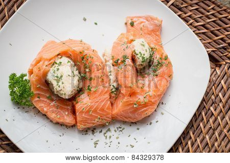 Salmon With Crab Stuffing