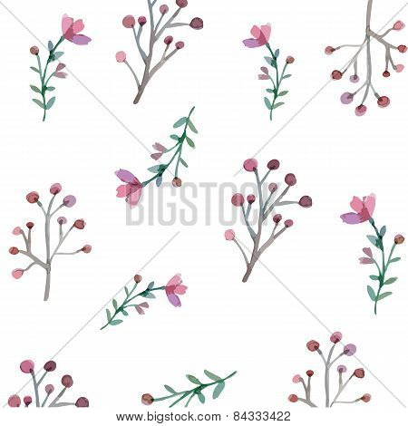 Seamless Flowers And Leaves Pattern