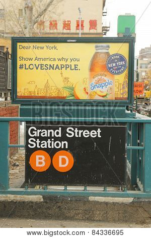 Grand Street Subway Station entrance in Chinatown