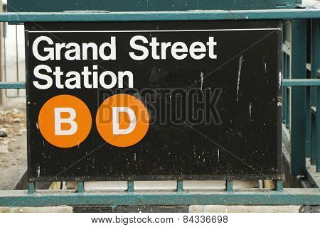 Grand Street Subway Station entrance in Chinatown