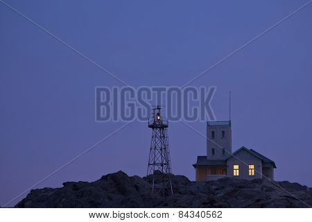 Luderitz Light house as dusk sets in.