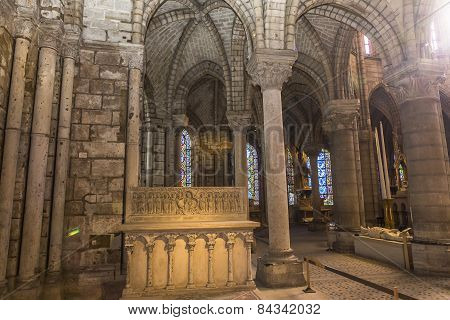 interiors and details of basilica of saint-denis,  France
