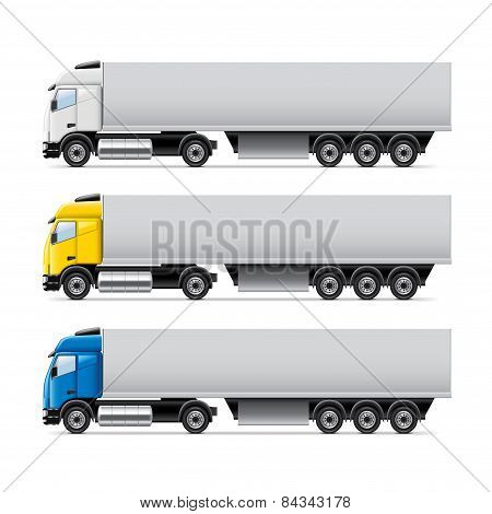Truck Set Isolated On White Vector