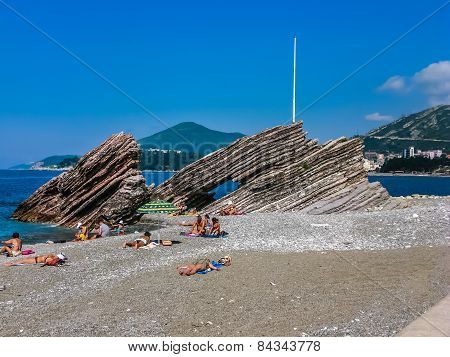 View On Beach In Rafailovici, Montenegro