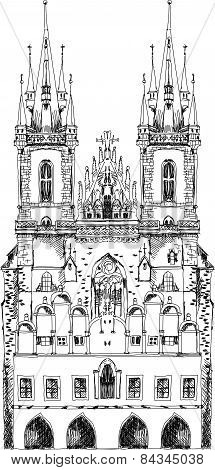 Prague cathedral, sketch collection