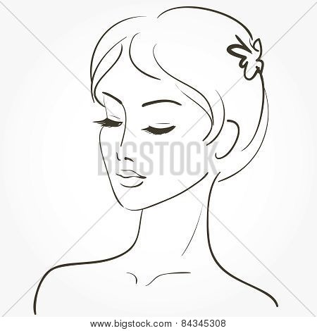 Beautiful Young Woman Sketch