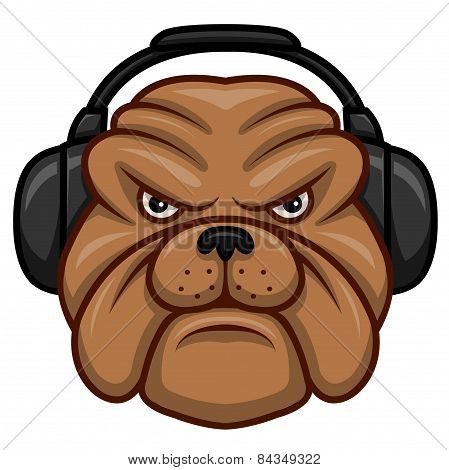 Bulldog with headphones.eps