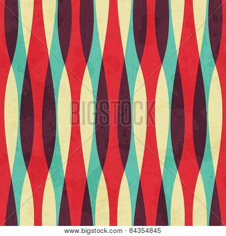 Retro Curves Seamless Pattern With Grunge Effect