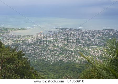 View to the Puerto Plata city from the top of Pico Isabel de Torres in Puerto P