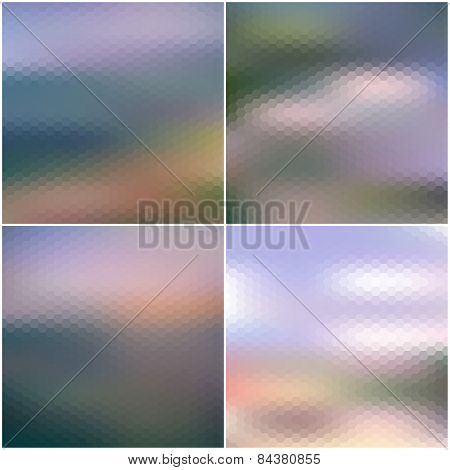 Vector web and mobile interface templates. Blurred hexagonal backgrounds set