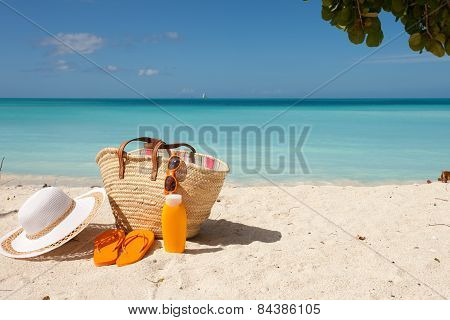 Beach Gear On Whita Sand
