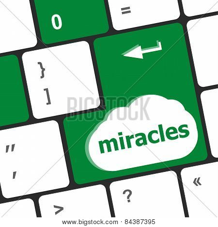 Computer Keyboard Key Button With Miracles Text