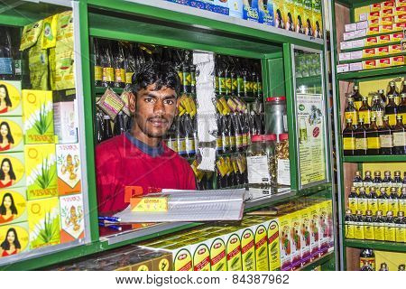 Pharmacists Sells Medicine In His Shop