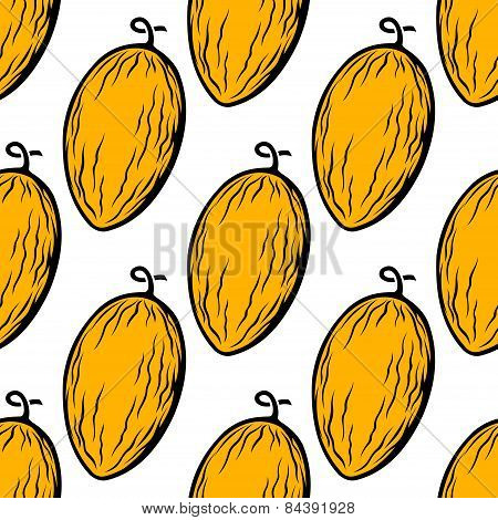 Yellow melon fruit seamless pattern