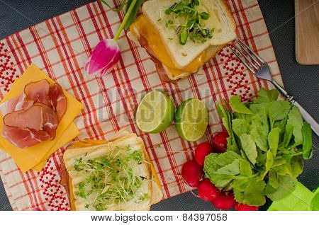 Reuben Sandwich With Cabbage, Beef And Spicy Dressing