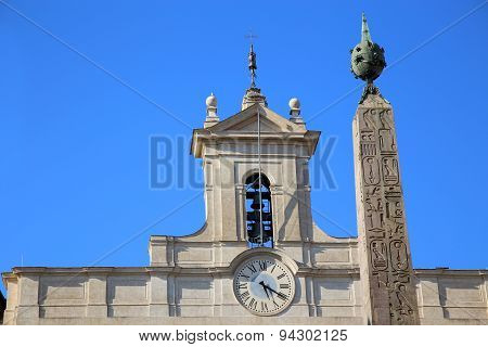 Obelisk Of Montecitorio And Italian Parliament On Piazza Di Montecitorio In Rome, Italy