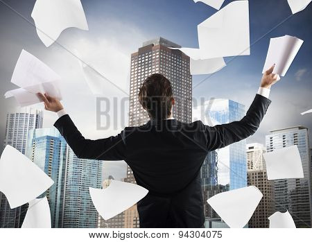 Successful businessman exults