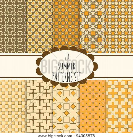 10 summer seamless patterns set