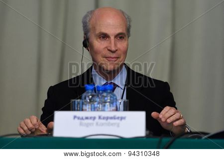 ST. PETERSBURG, RUSSIA - JUNE 22, 2015: Nobel Prize Laureate in chemistry Roger Kornberg during Saint Petersburg scientific forum 