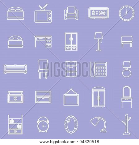 Bedroom Line Icons On Violet Background