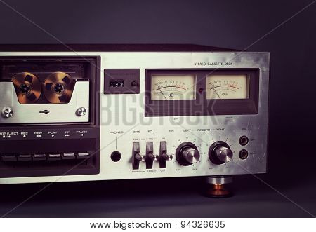 Vintage stereo cassette tape deck player recorder