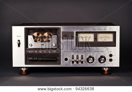 Vintage stereo cassette tape deck player recorder