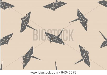 Paper Origami Cranes, Seamless Pattern