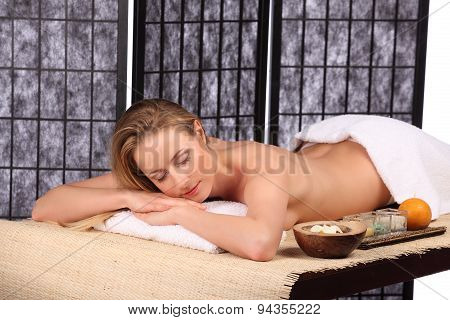 Young Woman Getting A Massage In Spa