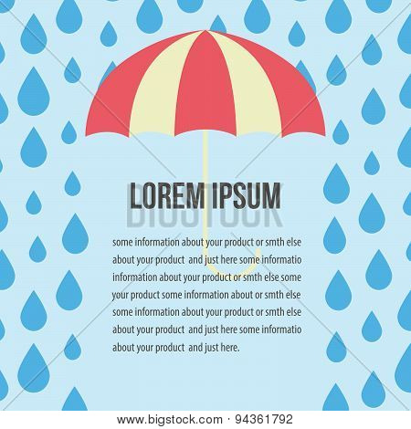 Vector umbrella and rain drops