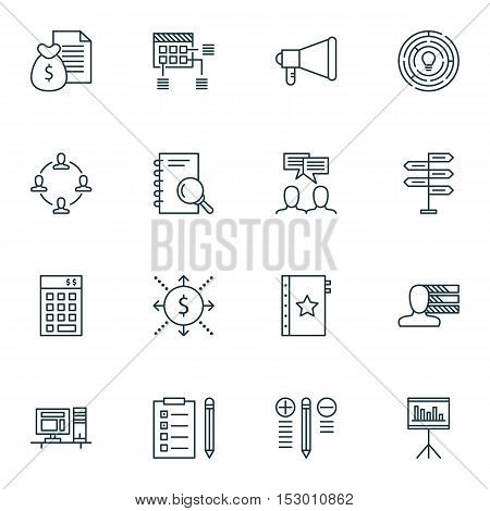Set Of Project Management Icons On Presentation, Money And Analysis Topics. Editable Vector Illustra