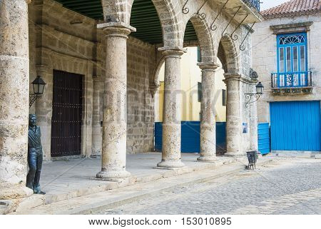 HAVANA CUBA - JULY 18 : Plaza de Armas in old town of Havana Cuba on July 18 2016. The historic center of Havana is UNESCO World Heritage Site since 1982.